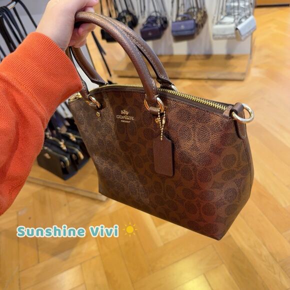 NWT Coach Sadie Satchel Bag Dark Wine in Signature Canvas CCM71, BROWN/COPPER - Picture 3 of 7